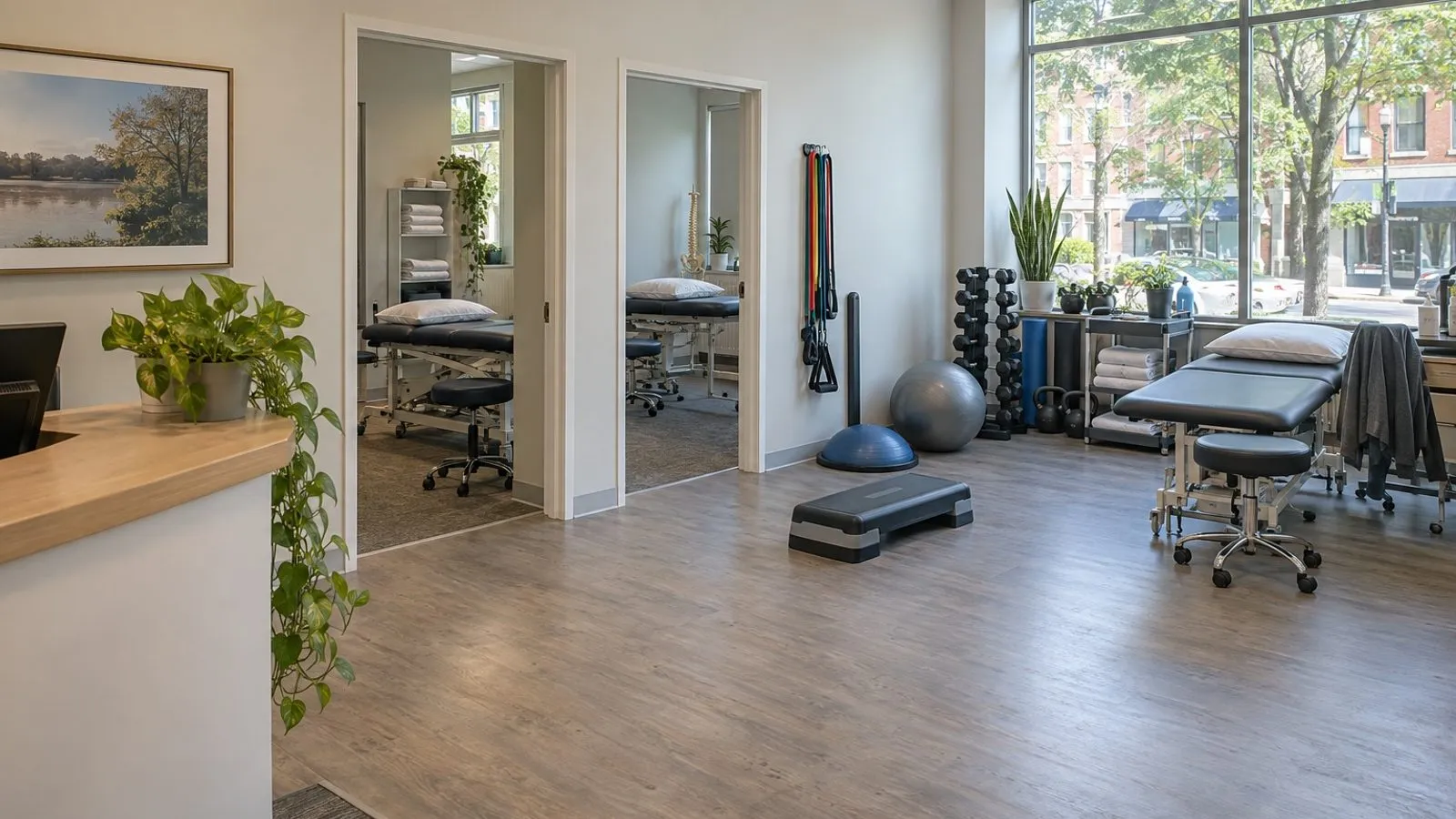 The exercise and treatment spaces inside Northlight Physiotherapy